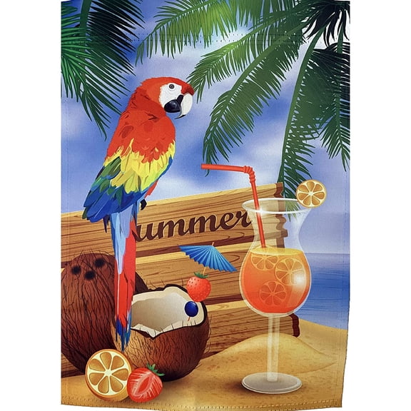 Parrot Paradise Summer Garden Flag 12" x 18", Double Sided, Summer Welcome, 4th of July, Summer Decorations, Home Decor, Beach Decor, Garden Decor, Vacation Home