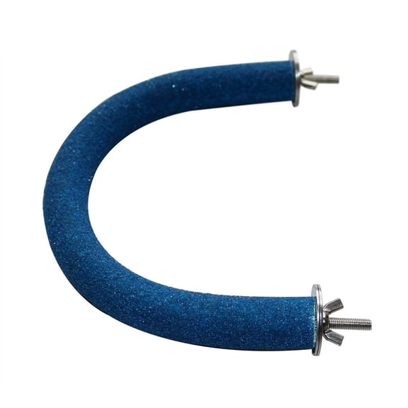 Parrot Perch Rough-surfaced - Quartz Sands Bird Cage Perches for Medium to Large Bird, U Shape small (Blue)