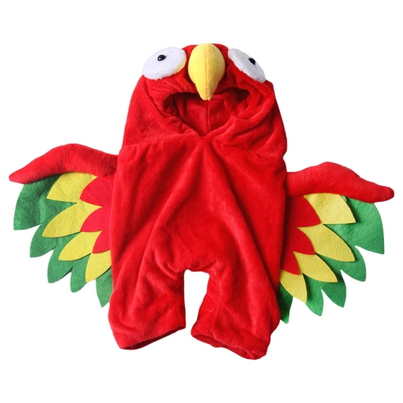 Parrot Pet Halloween Cosplay Costume Hooded Dress‑up Outfit with 3D Colorful Wings Soft Holiday Apparel for Dogs and Cats Thanksgiving Day Party Photo Prop