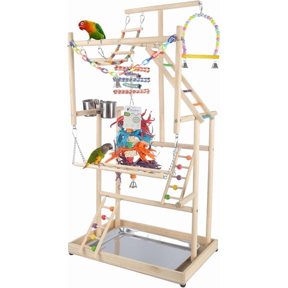 Parrot Playground Large 4 Layers - Small Bird Playground Parakeet Play Stand Bird Gym Parrots playpen Play Playstand Parrot Tree for Cockatiel Lovebirds Conure Cockatoos Finch Budgies