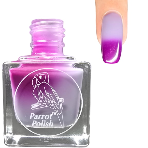 Parrot Polish Color Changing Solar Nail Polish, Grey to Purple Quick Dry Lacquer, Long Lasting Two Tone Color Nail Enamel, Geranium Bliss, 0.5 Fl Oz