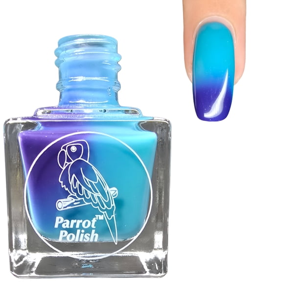 Parrot Polish Color Changing Solar Nail Polish, Teal to Blue Quick Dry Lacquer, Long Lasting Two Tone Color Nail Enamel, Blue Daisy, 0.5 Fl Oz