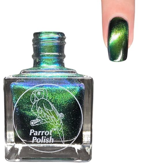 Parrot Polish Magnetic Puppy Collection Nail Polish, Quick Dry Green Nail Lacquer, Long Lasting Reflective Color, Papillion Skating, 0.5 Fl Oz