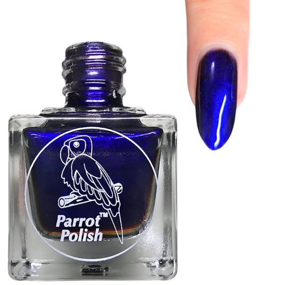 Parrot Polish Multichrome Nail Polish, Quick Dry Ultra Shine Dark Blue Lacquer, Long Lasting Glossy Chrome Nail Enamel, Nosferatu, 0.5 Fl Oz