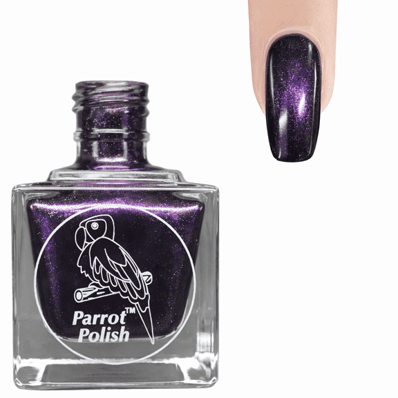 Parrot Polish Multichrome Nail Polish, Quick Dry Ultra Shine Dark Purple Lacquer, Long Lasting Glossy Chrome Nail Enamel, Louis De Pointe Du Lac, 0.5 Fl Oz