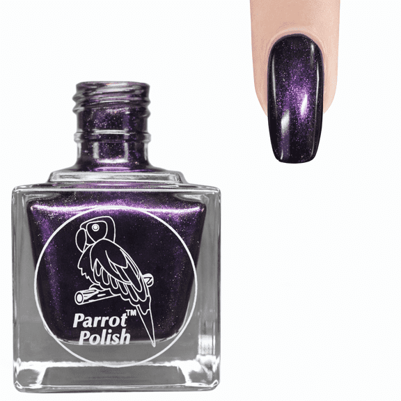 Parrot Polish Multichrome Nail Polish, Quick Dry Ultra Shine Dark Purple Lacquer, Long Lasting Glossy Chrome Nail Enamel, Louis De Pointe Du Lac, 0.5 Fl Oz