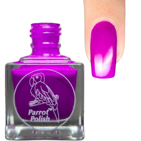 Parrot Polish Neon Purple Nail Polish, Quick Dry Bright Color Lacquer, Long Lasting Fluorescent Colorful Nail Enamel, Rossia Pacifica, 0.5 Fl Oz