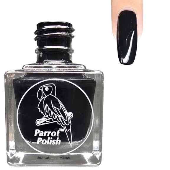 Parrot Polish Quick Dry Classic Black Nail Polish, Long Lasting Solid Color Nail Lacquer, Streak-Free Chip Resistant, Pitch Black, 0.5 Fl Oz