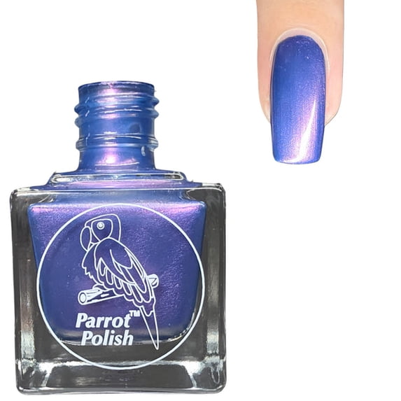 Parrot Polish Shimmer Nail Polish, Quick Dry Metallic Purple Fingernail Lacquer, Long Lasting Chrome Nail Enamel, Chrome Roses, 0.5 Fl Oz