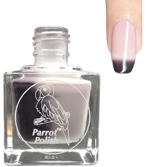 Parrot Polish Thermal Color Changing Nail Polish, Black to Grey Quick Dry Lacquer, Temperature Change Nail Enamel, Black Magic, 0.5 Fl Oz