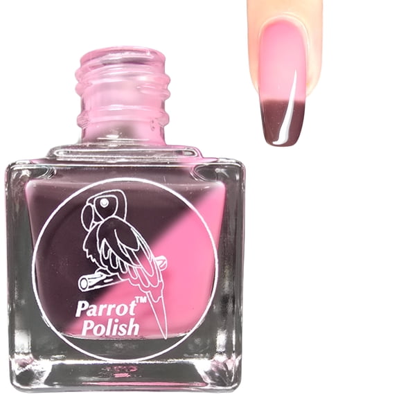 Parrot Polish Thermal Color Changing Nail Polish, Brown to Light Pink Quick Dry Lacquer, Temperature Change Nail Enamel, Coffee with a Lady, 0.5 Fl Oz