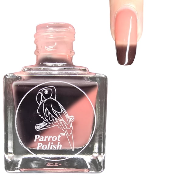Parrot Polish Thermal Color Changing Nail Polish, Brown to Pink Quick Dry Lacquer, Temperature Change Nail Enamel, Snapdragon Opus, 0.5 Fl Oz