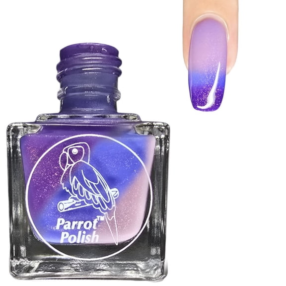 Parrot Polish Thermal Color Changing Nail Polish, Purple to Blue Quick Dry Lacquer, Temperature Change Nail Enamel, Smooth Jazz, 0.5 Fl Oz