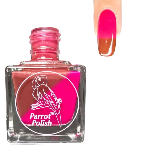 Parrot Polish Thermal Color Changing Nail Polish, Red-Brown to Pink Quick Dry Lacquer, Temperature Change Nail Enamel, Beauty From the Earth, 0.5 Fl Oz
