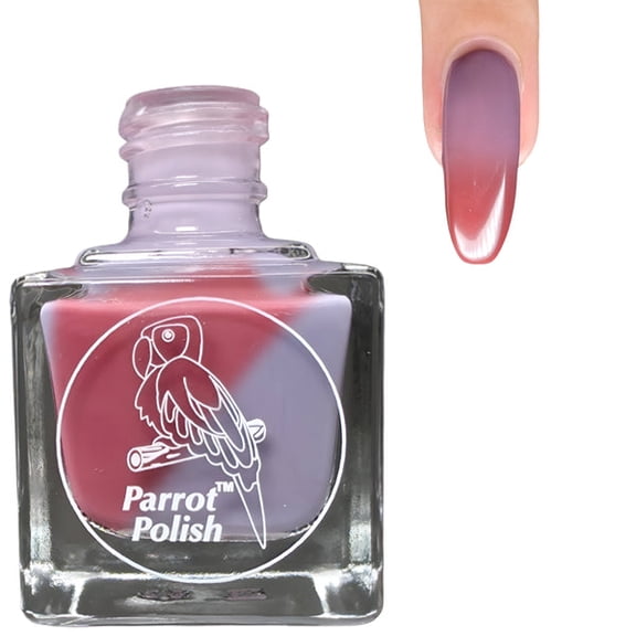 Parrot Polish Thermal Color Changing Nail Polish, Red to Grey Quick Dry Lacquer, Temperature Change Nail Enamel, Red Dragon, 0.5 Fl Oz