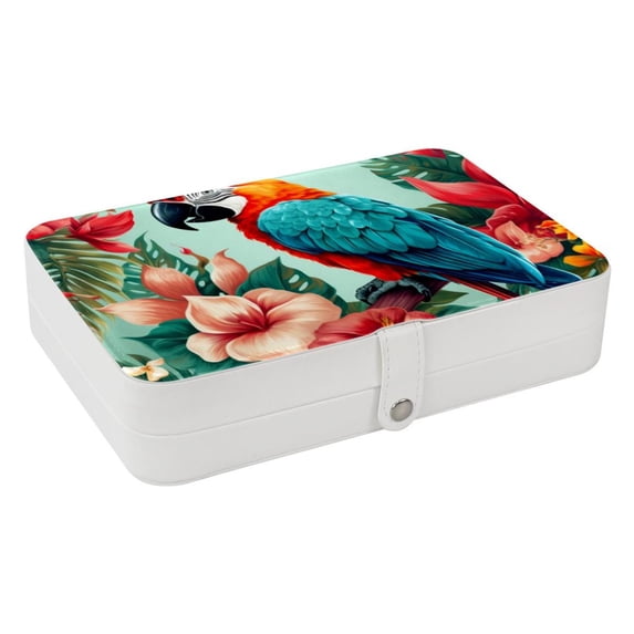 Parrot Portable PU Leather Organizer Box with Removable Compartment for Jewelry Display and Storage - Jewelry Boxes Included