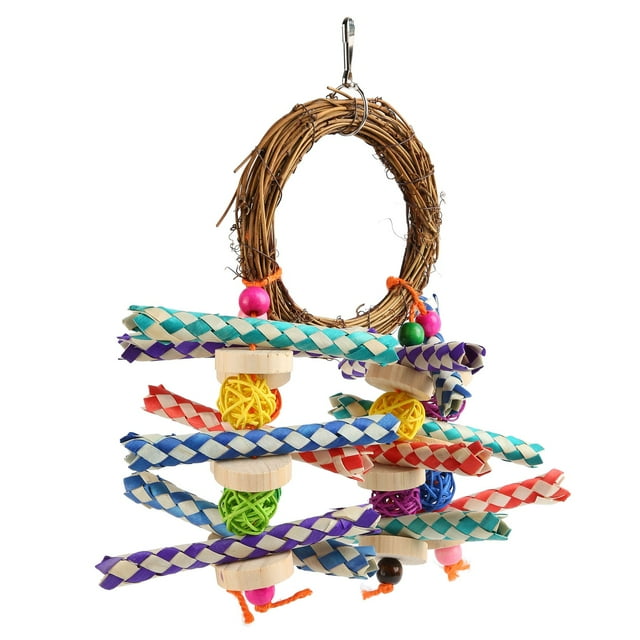 Parrot Rattan Bamboo Toy Safe Nibbling Parrot Chewing Hanging Toy for