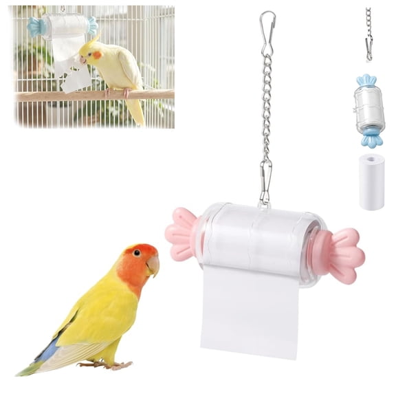Parrot Rolling Paper Play Toy, Bird Shredding Toys, Parrot Rolling Paper Play Toy with Hanging Chain, Interactive Chewing Accessory, Easy Suspension