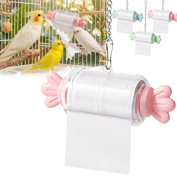 Parrot Rolling Paper Play Toy with Hanging Chain - Bird Shredding Toys,2026 New Candy-Shaped Parrot Paper Chewing Toy