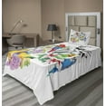 thumbnail image 1 of Ambesonne Parrot Fitted & Top Sheet Set with Sham, Floral Foliage Garden, Multicolor, 1 of 4