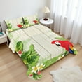 thumbnail image 1 of Ambesonne Tropic Fitted & Top Sheet Set with Shams, Flowers Parrot, Cream Green Red, 1 of 8