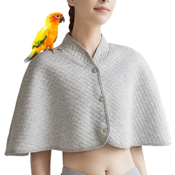 Parrot Shoulder Protector & Bird Diaper Shawl - Keep Clothes Safe from Scratches & Poop, Reusable Training Cape for Parakeets, Cockatiels (grey)