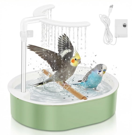 Parrot Shower, Automatic Parakeet Bird Bath with Pump, Large Bird Shower Fountain, Bird Bath for Parakeets for Pet Birds, Conure, Cockatoo, Budgie, Lovebird, Finches