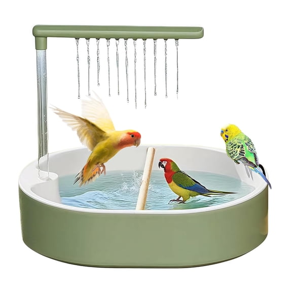 qolami Parrot Bathtub for Parrot Shower, Automatic Parakeet Bird Bath with Pump, 26-Hole Plastic Bathtub, Adjustable Height and Flow Speed, Easy Clean