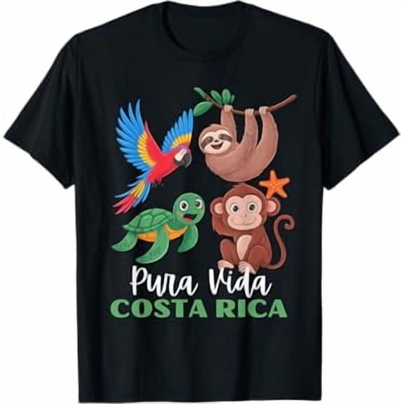 Parrot Sloth Turtle Vacation Tropical Pura Vida Costa Rica T-Shirt