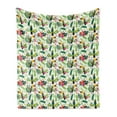thumbnail image 1 of Parrot Soft Flannel Fleece Blanket, Tropical Island Jungle with Flora and Fauna Birds Toucan with Green Leaves Flowers, Cozy Plush for Indoor and Outdoor Use, 50" x 60", Multicolor, by Ambesonne, 1 of 6