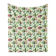 thumbnail image 1 of Parrot Soft Flannel Fleece Blanket, Tropical Island Jungle with Flora and Fauna Birds Toucan with Green Leaves Flowers, Cozy Plush for Indoor and Outdoor Use, 70" x 90", Multicolor, by Ambesonne, 1 of 6