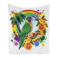 thumbnail image 1 of Parrot Soft Flannel Fleece Throw Blanket, Animal Lorikeet in Rainbow Circle Palm Trees Tropical Plants Flowers Art Print, Cozy Plush for Indoor and Outdoor Use, 50" x 60", Multicolor, by Ambesonne, 1 of 5