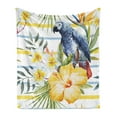 thumbnail image 1 of Parrot Soft Flannel Fleece Throw Blanket, Tropic Pattern Bird Orchids and Hibiscus Flowers Hawaiian Jungle Style Image, Cozy Plush for Indoor and Outdoor Use, 50" x 70", Multicolor, by Ambesonne, 1 of 5
