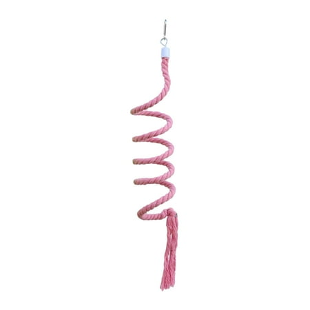 Parrot Spiral Swing Perch, Bird Spiral Rope Perch, Exercise Pet Supplies, Durable Hanging Parrot Climbing Rope, for Cockatiels Conures Budgies Pink 1m