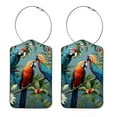 thumbnail image 1 of Parrot Square PU Leather Luggage Tags - 2 Pack with Privacy Cover and Stainless Steel Ring - Suitable for Travel, Backpack, Handbag - Suitcase Tags, Travel Tag, 1 of 7