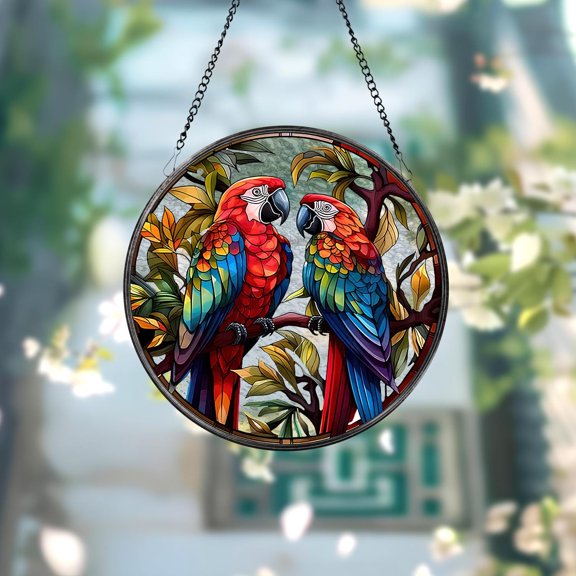 Parrot Stained Glass Suncatcher, Parrot Window Hanging, Parrot Ornament, Parrot Lover Decor, Bird Nerd, Bird Lover Gift, Mother's Day Gift