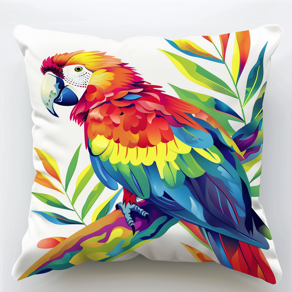 Parrot Stamped Cross Stitch Pillow Case Kits , 45X45cm , Needlepoint Craft Set Handmade Craft for Sofa Home Decor (11 Count)