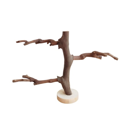 Parrot Stand Wooden Sturdy Portable Indoor Tabletop Parrot Perches Tree Branches Free Standing for Pet Parakeets Cockatiels Activity Toy C