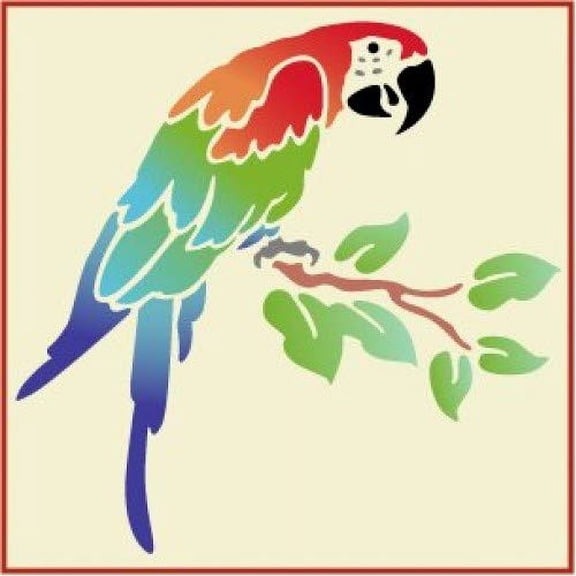 Parrot Stencil - Tropical Jungle Bird Reusable Mylar Plastic Template for Painting Home Decor Crafts Create DIY - The Artful Stencil
