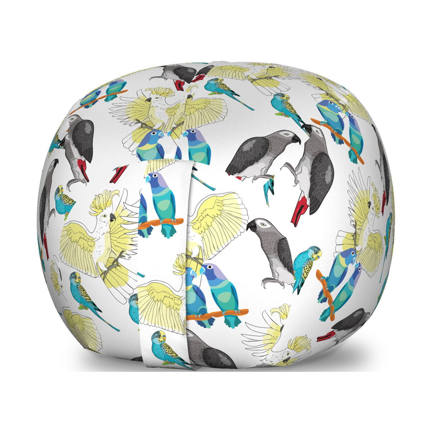 Parrot Storage Toy Bag Chair, Exotic Jungle Birds Jaco Lovebirds Kakadu