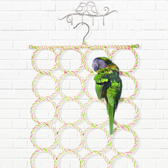 Parrot Swing Hanging Toys, Bird Climbing Rope Net Ladders Pet Activity Toy for Parakeet,Cockatiel,Cockatoo,Conure,Mini Macaw