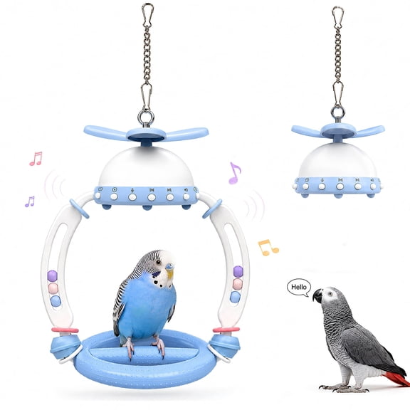 Parrot Talking Toy Interactive Swing, Smart Bird Training Device with 60 Sounds, Voice Recording & Shake-to-Play for Talking Training and Play