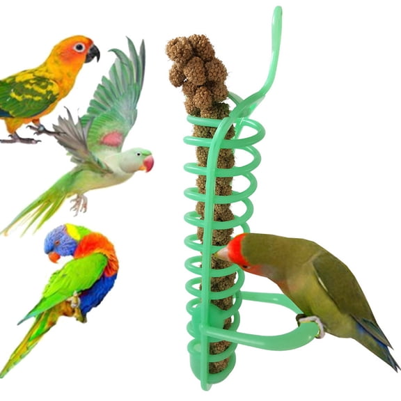 Parrot Toy Foraging Device, Rvkxad Fruit Fork With Stand Plastic Pet Eating Toy, Green 25cm Hanging Bird Toy for Cage Play