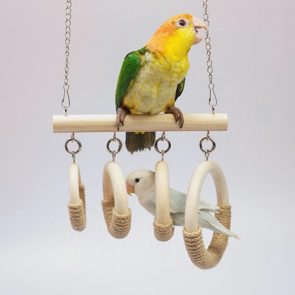 Parrot Toy Set Natural Wood Hanging for Small Parrots