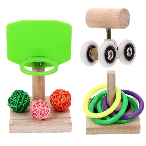 Parrot Toy Toys Bird Set Training Trick Stacking Ring Educational Biting Pet Cage Accessories Prop Birds Playground