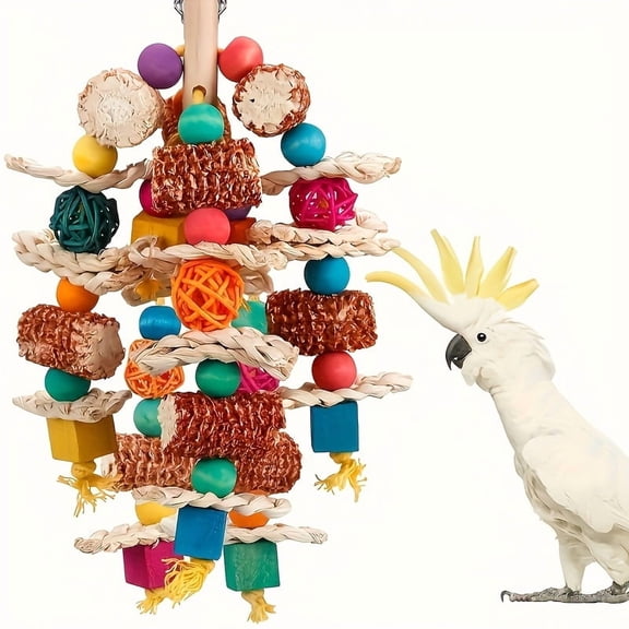 Parrot Toys Bird Toys Natural Corn Cob Bird chew Toys for Small and Medium-Sized Macaws,African Grey,Cockatoos,Amazon Parrots,Parakeet,Cockatiel,Sun Conure, Lovebird with Wooden Blocks