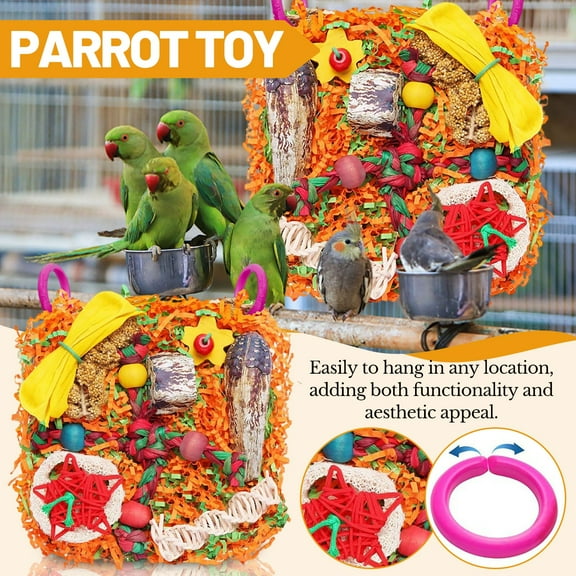 Parrot Toys and Bird Supplies, for Chewing and Entertainment, Promotes Natural Behavior, Perfect for Cage and Holiday Fun-White