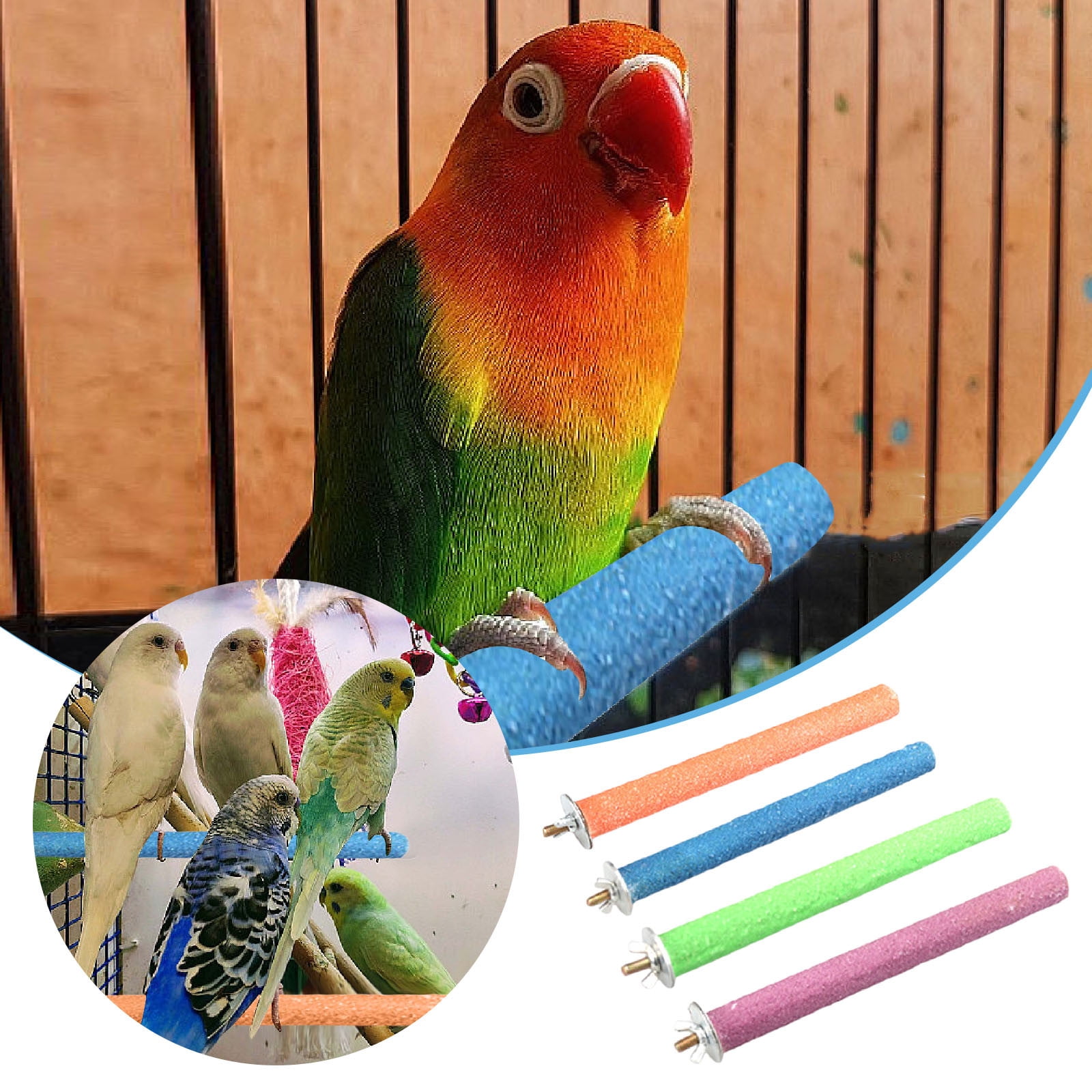 Image showcasing Parrot Toys for Birds Stand and Grinding Stick Set of 2 – Wood Bird ...