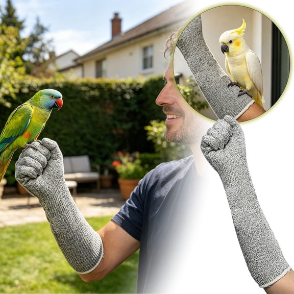 Parrot Training Glove Large Parrot Handling Bird Handling Glove Parrot Protective Glove Extended Bite Guard Grey