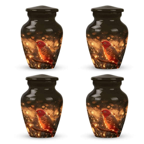 Parrot Twilight Ember Wings - Human Ashes Keepsake - Unique Small Urn for Male Ashes - Decorative Mini Cremation Urn - Keepsake for Adult Human Ashes 3 Inch, Set Of 4